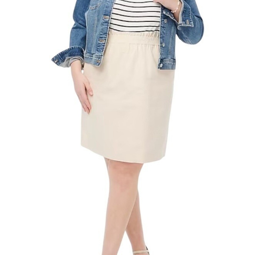 J. Crew Linen Blend Lined‎ City Skirt Elastic Waist Neutral Women's  Size 16
